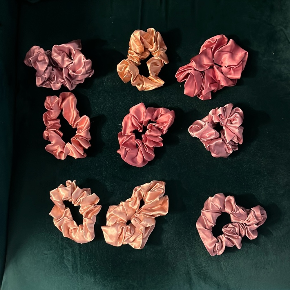 Pink Satin Scrunchies